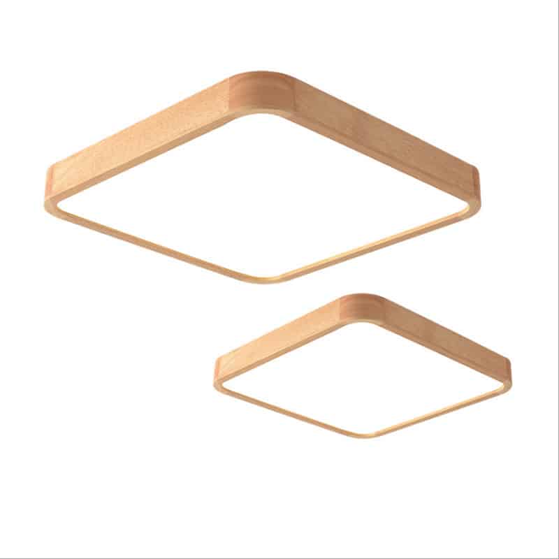 Plafonnier LED Carré en Bois Massif