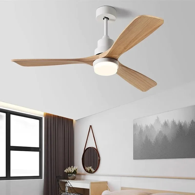 Plafonnier Ventilateur en Bois Massif