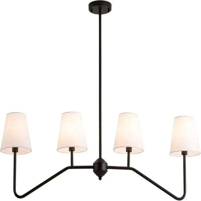 Plafonnier Américain Noir à 4 Lampes